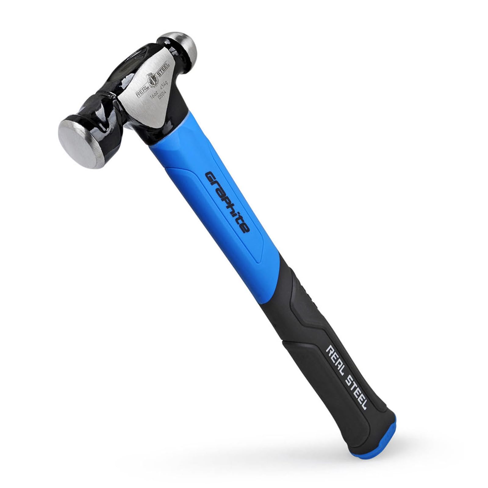 REAL STEEL 16 Oz Ball Peen Hammer for Professional Mechanics with Non-Slip Cushion Grip and Graphite Forging
