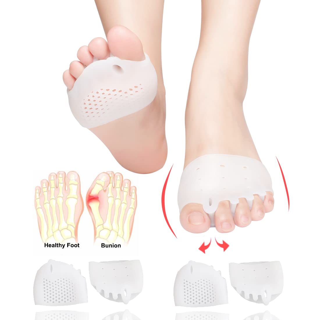 Gel Toe Separators for Diabetic Feet, Rapid Pain Relief, Soft&Breathable
| Bunion Corrector Cushion for Hammer Toe, Moi