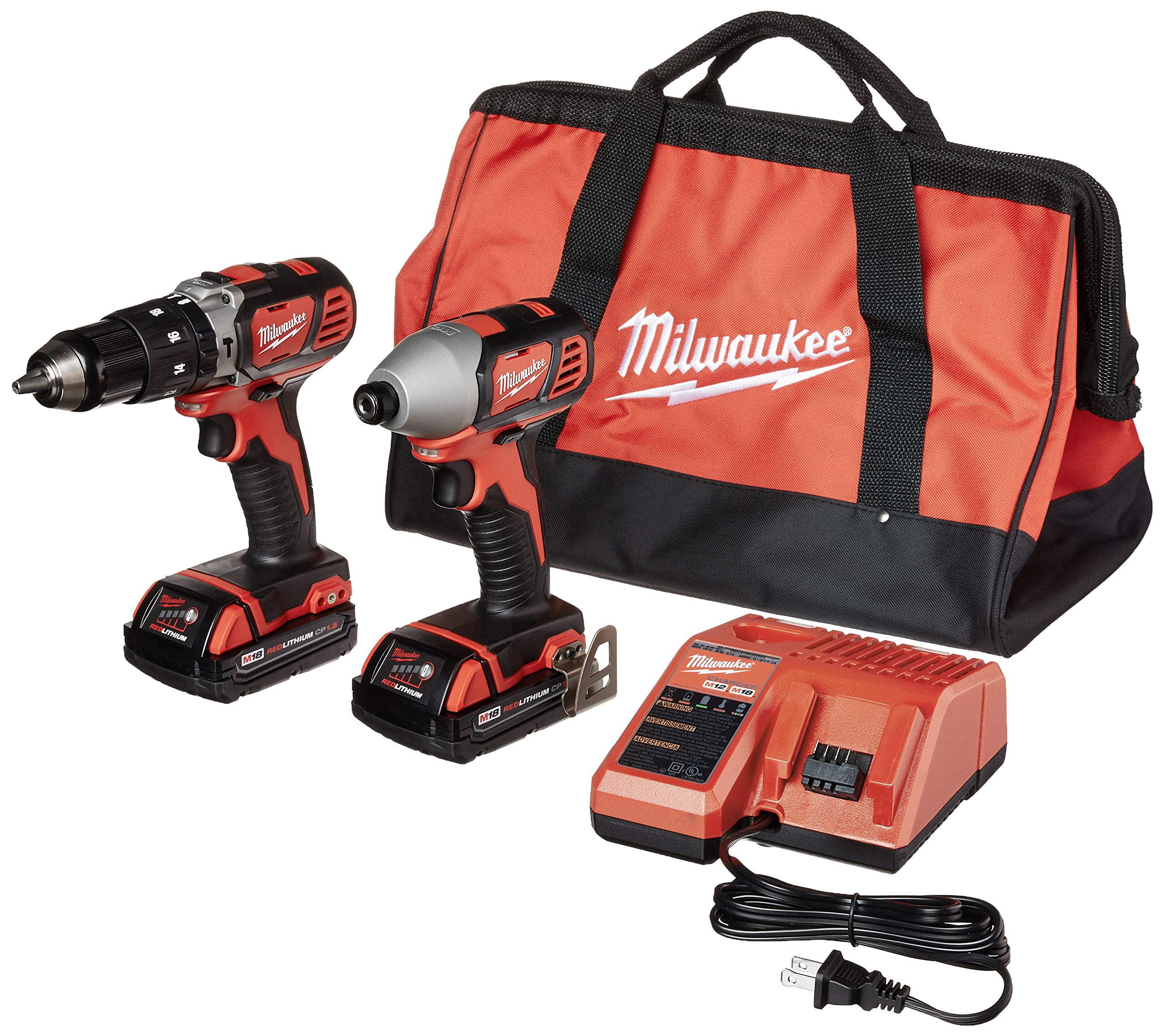 Milwaukee 2697-22CT M18 18-Volt Lithium-Ion Cordless Hammer Drill/Impact Driver Combo Kit for Professional Use in Const
